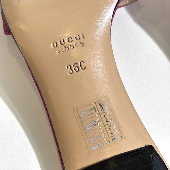 Gucci Vintage 1990s Monogram GG Logo Canvas Mule Slide heels in Plum Pink - Picture 12 of 12